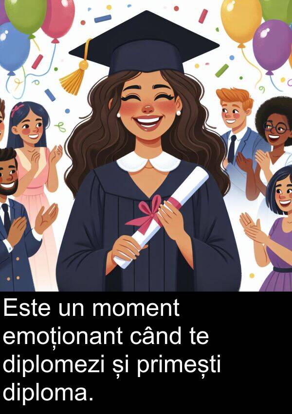 moment: Este un moment emoționant când te diplomezi și primești diploma.