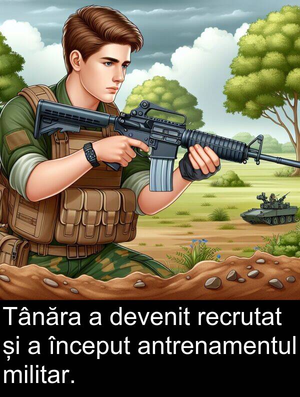 antrenamentul: Tânăra a devenit recrutat și a început antrenamentul militar.
