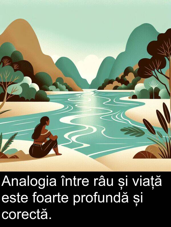 între: Analogia între râu și viață este foarte profundă și corectă.