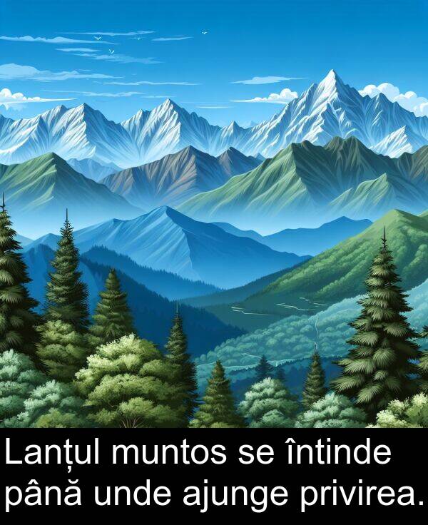 până: Lanțul muntos se întinde până unde ajunge privirea.