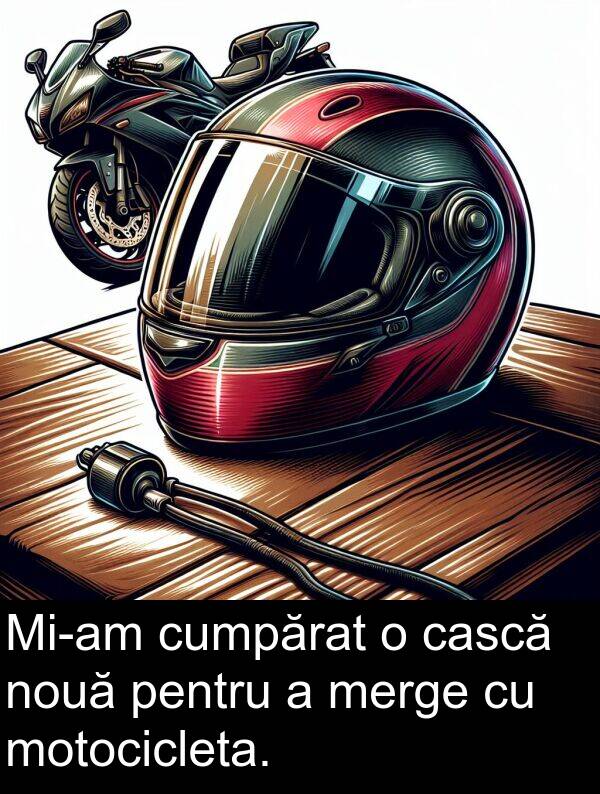 cumpărat: Mi-am cumpărat o cască nouă pentru a merge cu motocicleta.