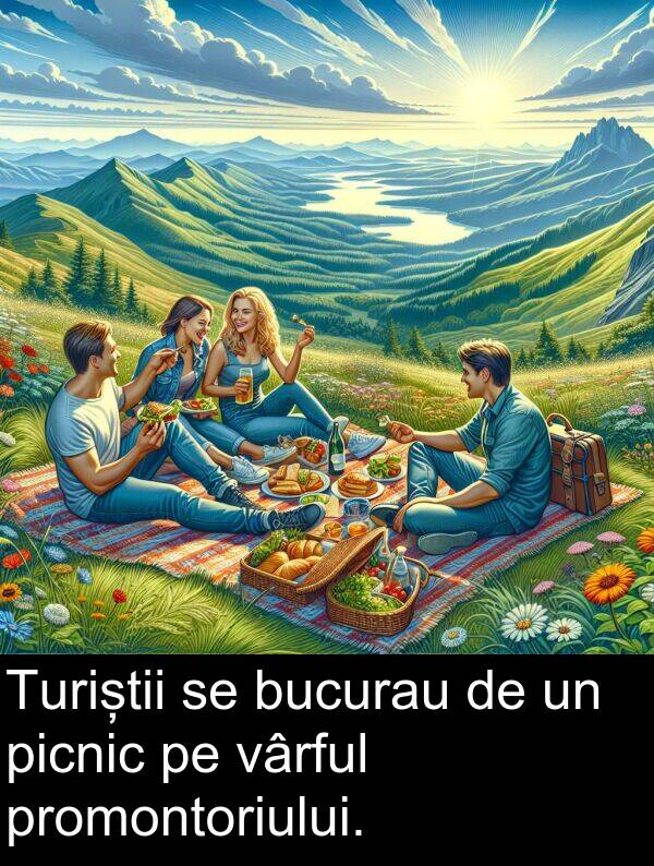 vârful: Turiștii se bucurau de un picnic pe vârful promontoriului.