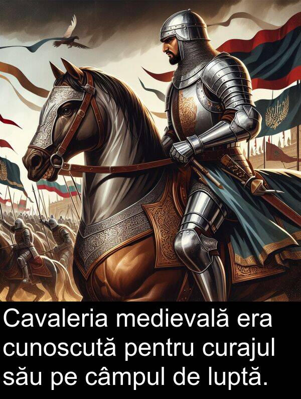 curajul: Cavaleria medievală era cunoscută pentru curajul său pe câmpul de luptă.