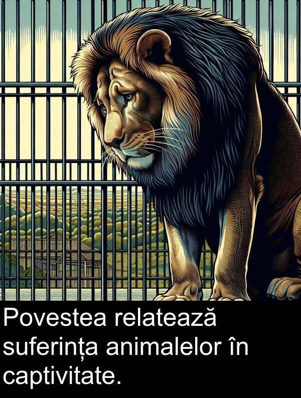 relatează: Povestea relatează suferința animalelor în captivitate.