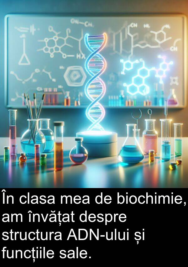 învățat: În clasa mea de biochimie, am învățat despre structura ADN-ului și funcțiile sale.
