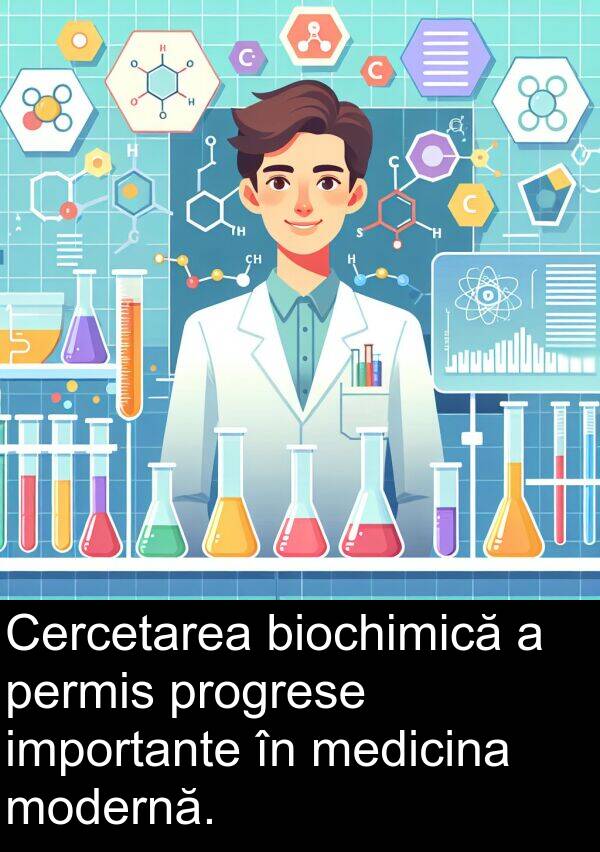 modernă: Cercetarea biochimică a permis progrese importante în medicina modernă.