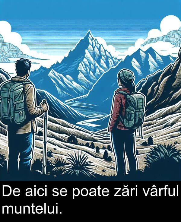 vârful: De aici se poate zări vârful muntelui.