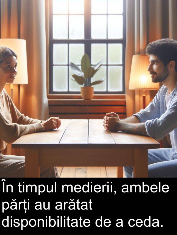 ambele: În timpul medierii, ambele părți au arătat disponibilitate de a ceda.