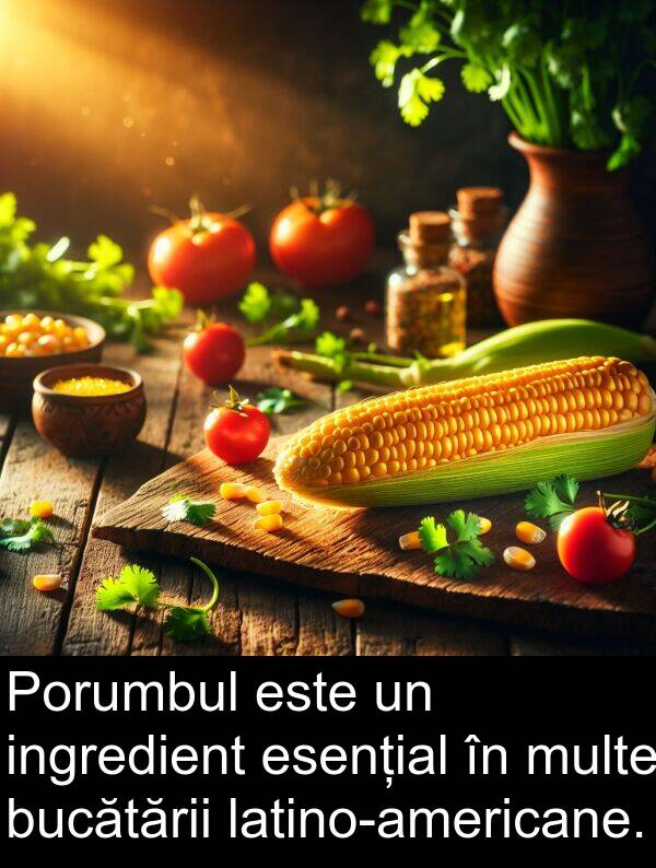 ingredient: Porumbul este un ingredient esențial în multe bucătării latino-americane.