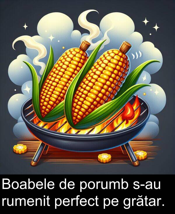 porumb: Boabele de porumb s-au rumenit perfect pe grătar.