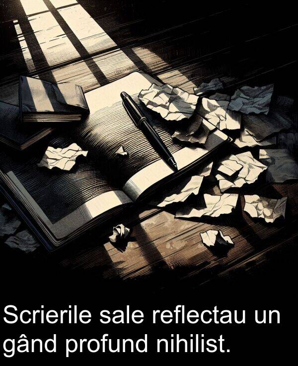 gând: Scrierile sale reflectau un gând profund nihilist.
