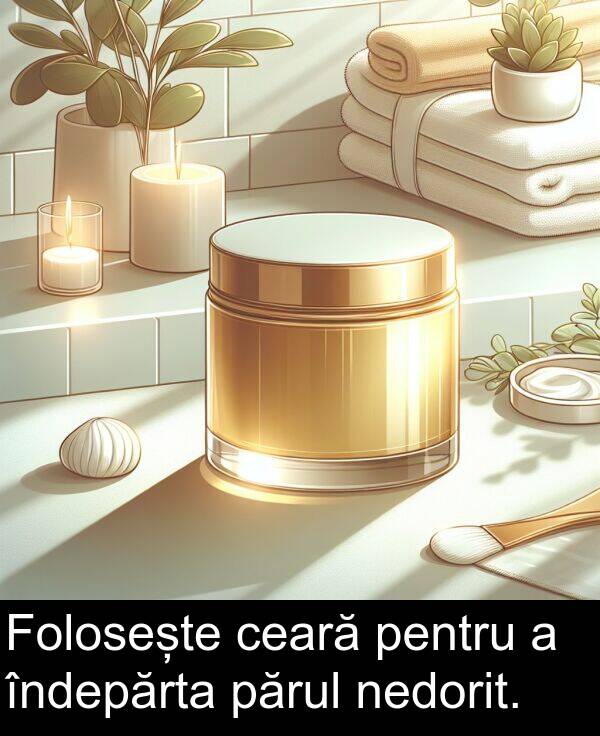 ceară: Folosește ceară pentru a îndepărta părul nedorit.