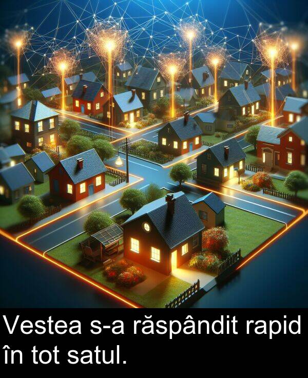 rapid: Vestea s-a răspândit rapid în tot satul.