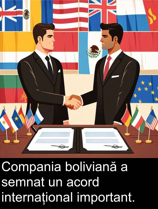 acord: Compania boliviană a semnat un acord internațional important.