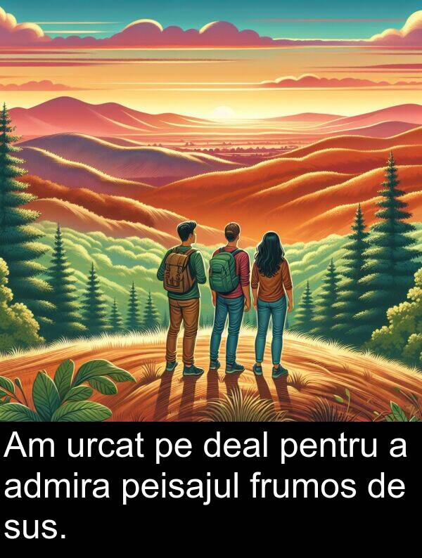 deal: Am urcat pe deal pentru a admira peisajul frumos de sus.