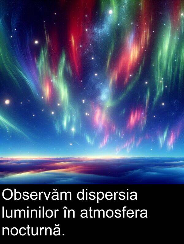 atmosfera: Observăm dispersia luminilor în atmosfera nocturnă.