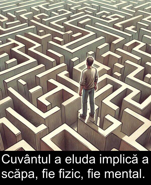 fie: Cuvântul a eluda implică a scăpa, fie fizic, fie mental.