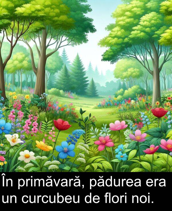 flori: În primăvară, pădurea era un curcubeu de flori noi.