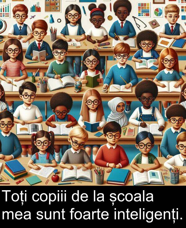 școala: Toți copiii de la școala mea sunt foarte inteligenți.