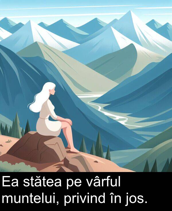 vârful: Ea stătea pe vârful muntelui, privind în jos.