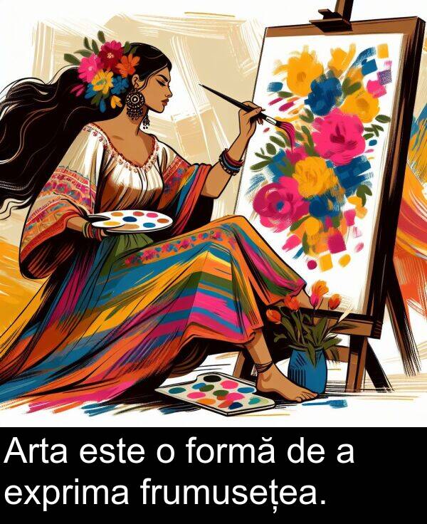 exprima: Arta este o formă de a exprima frumusețea.