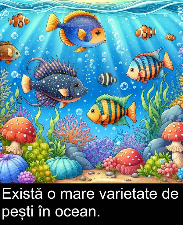 ocean: Există o mare varietate de pești în ocean.