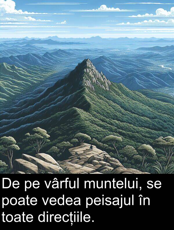 vârful: De pe vârful muntelui, se poate vedea peisajul în toate direcțiile.