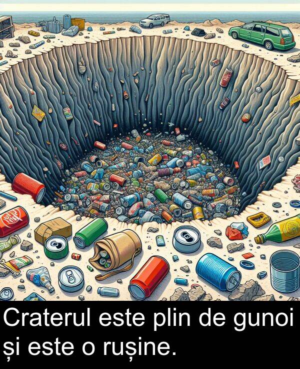 plin: Craterul este plin de gunoi și este o rușine.