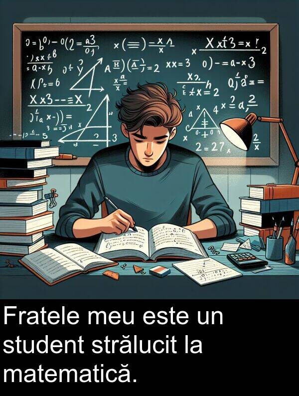 matematică: Fratele meu este un student strălucit la matematică.