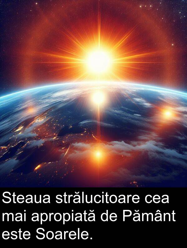 cea: Steaua strălucitoare cea mai apropiată de Pământ este Soarele.