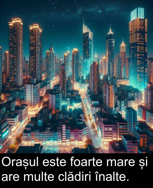 înalte: Orașul este foarte mare și are multe clădiri înalte.