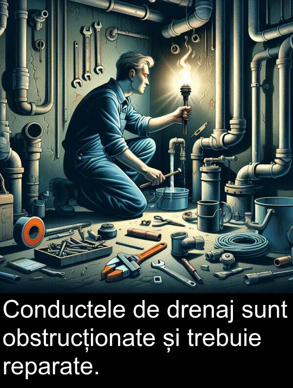 drenaj: Conductele de drenaj sunt obstrucționate și trebuie reparate.
