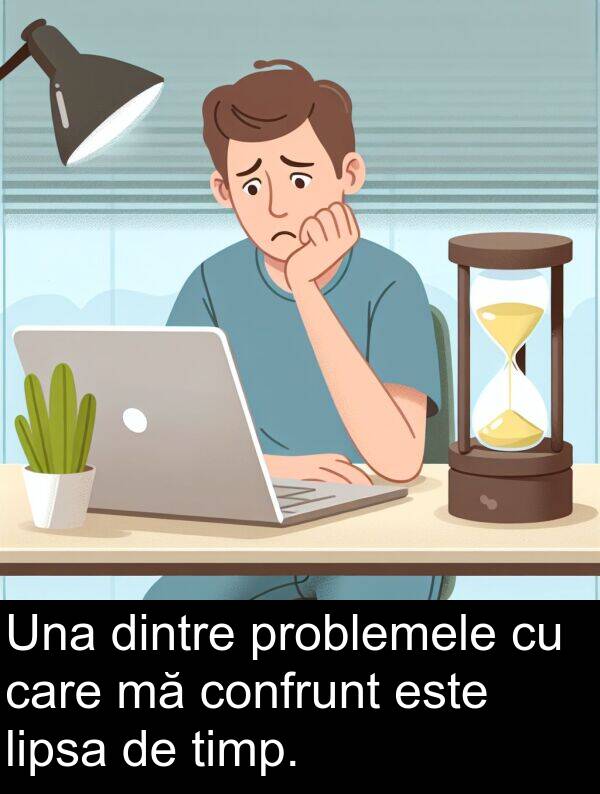 problemele: Una dintre problemele cu care mă confrunt este lipsa de timp.