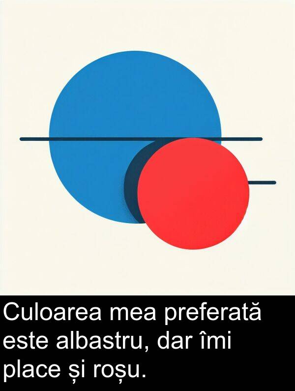 îmi: Culoarea mea preferată este albastru, dar îmi place și roșu.