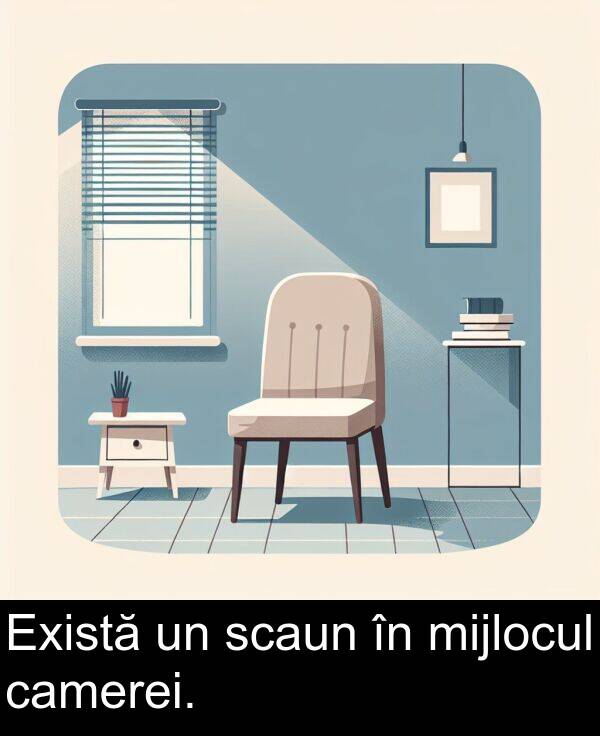 camerei: Există un scaun în mijlocul camerei.