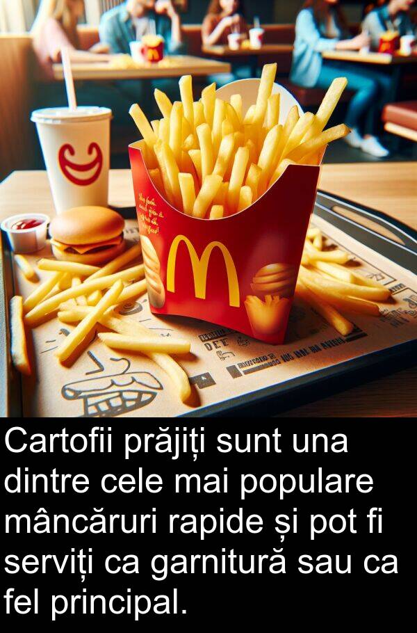 rapide: Cartofii prăjiți sunt una dintre cele mai populare mâncăruri rapide și pot fi serviți ca garnitură sau ca fel principal.