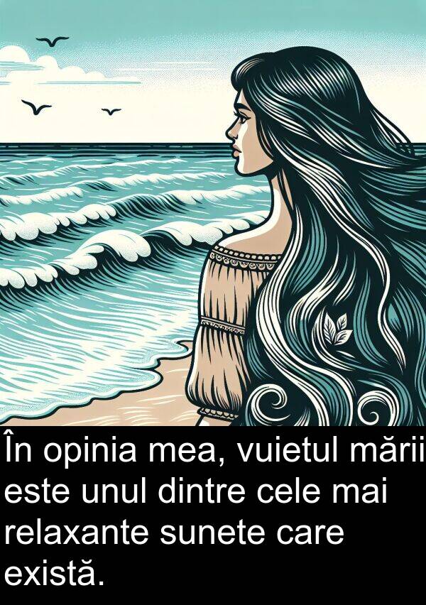 există: În opinia mea, vuietul mării este unul dintre cele mai relaxante sunete care există.