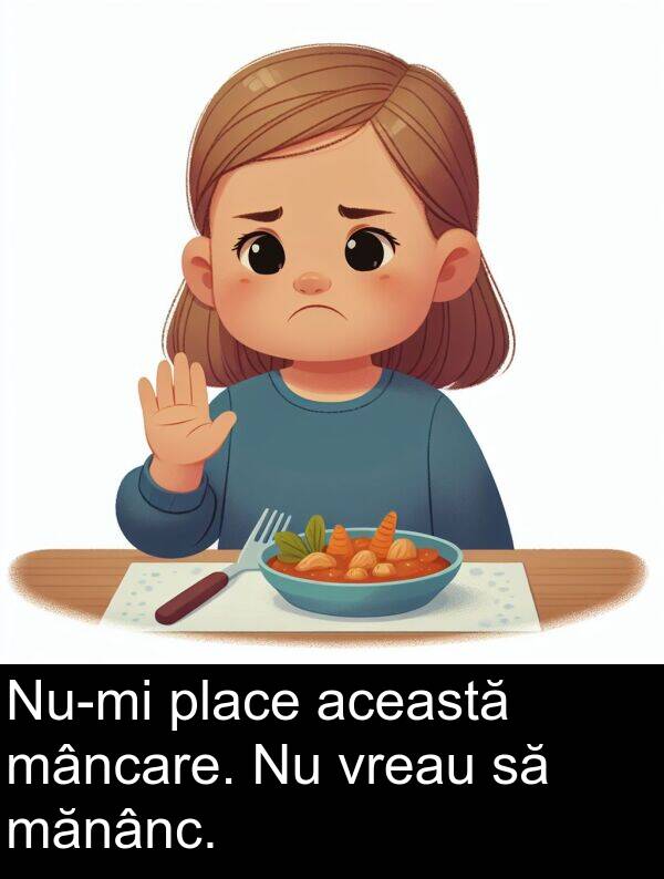 mâncare: Nu-mi place această mâncare. Nu vreau să mănânc.
