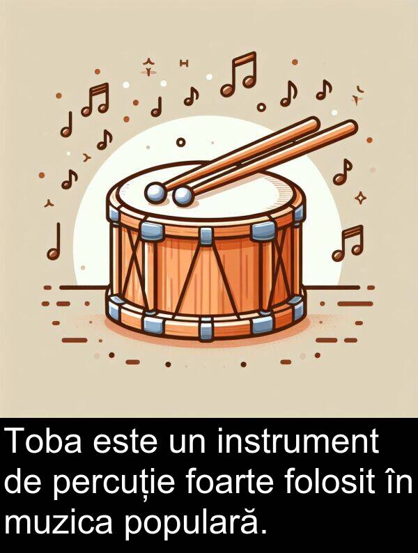 muzica: Toba este un instrument de percuție foarte folosit în muzica populară.
