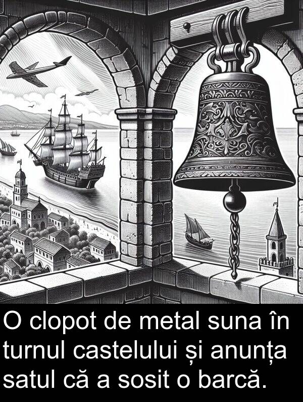 barcă: O clopot de metal suna în turnul castelului și anunța satul că a sosit o barcă.