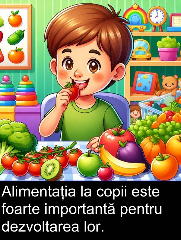 lor: Alimentația la copii este foarte importantă pentru dezvoltarea lor.