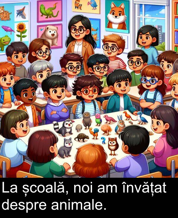 școală: La școală, noi am învățat despre animale.