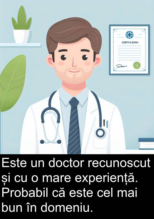bun: Este un doctor recunoscut și cu o mare experiență. Probabil că este cel mai bun în domeniu.