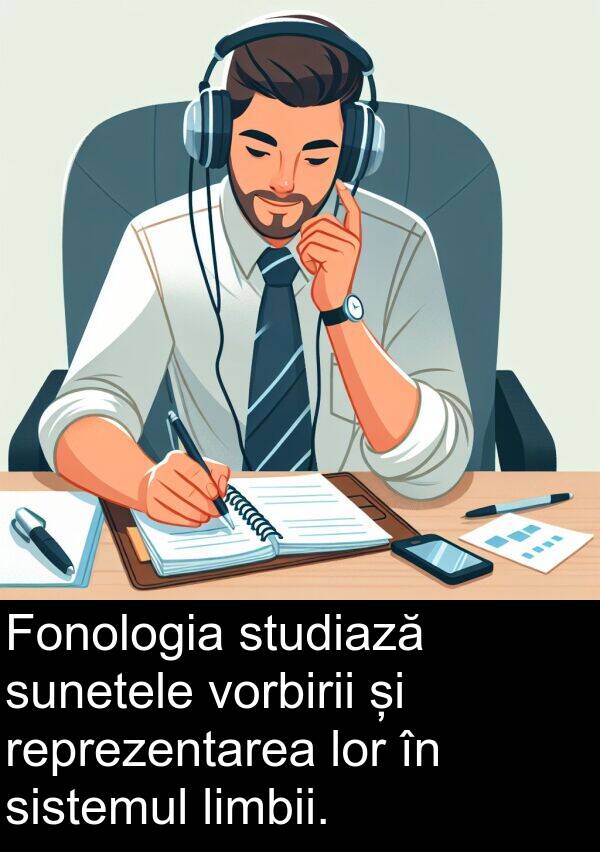 reprezentarea: Fonologia studiază sunetele vorbirii și reprezentarea lor în sistemul limbii.