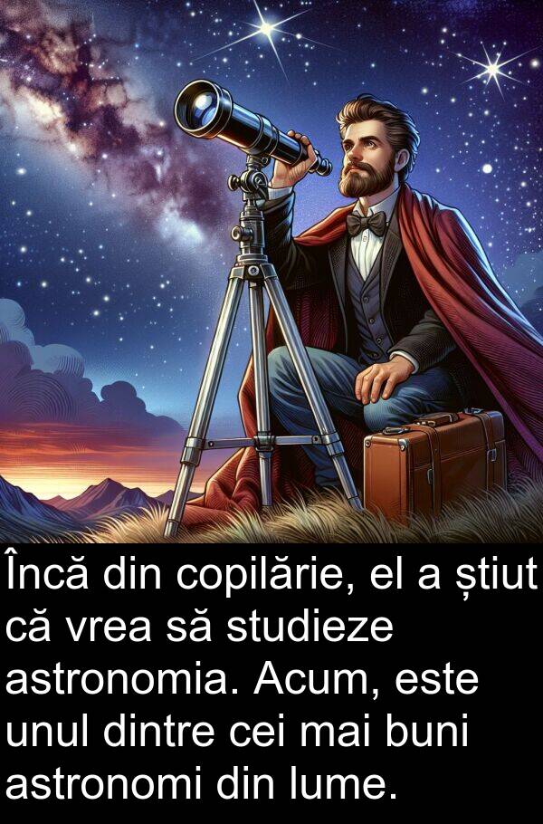 astronomia: Încă din copilărie, el a știut că vrea să studieze astronomia. Acum, este unul dintre cei mai buni astronomi din lume.