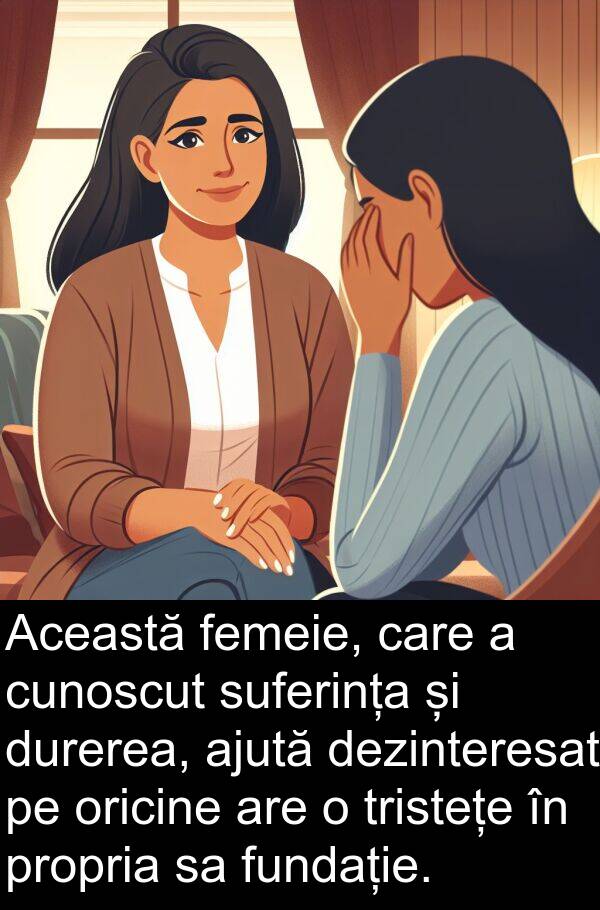 propria: Această femeie, care a cunoscut suferința și durerea, ajută dezinteresat pe oricine are o tristețe în propria sa fundație.