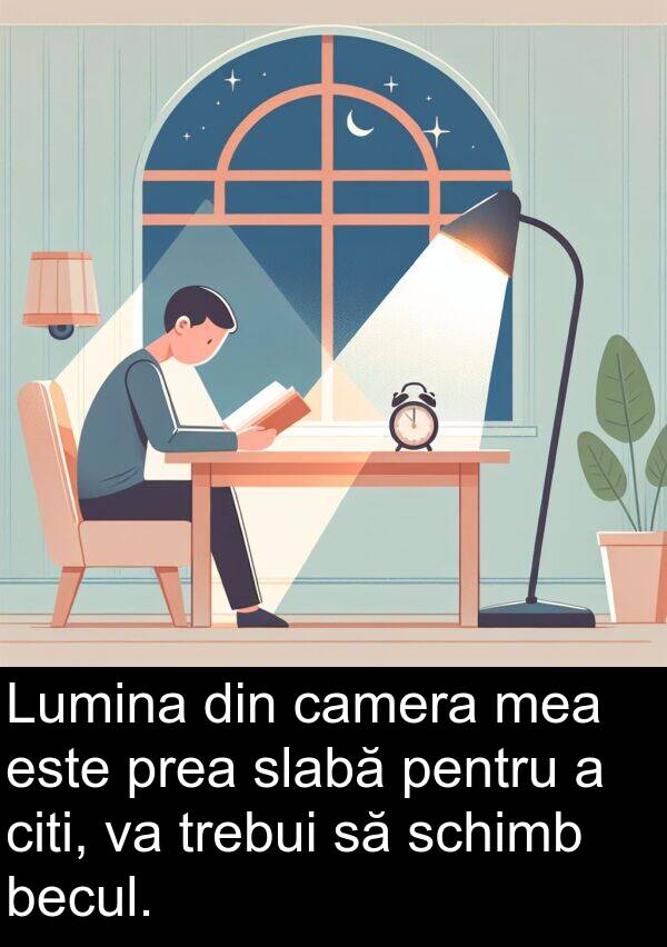 trebui: Lumina din camera mea este prea slabă pentru a citi, va trebui să schimb becul.