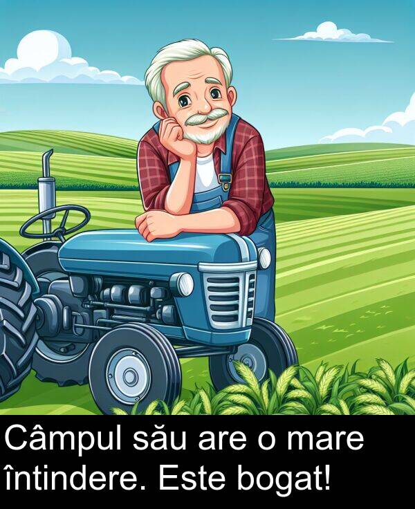 întindere: Câmpul său are o mare întindere. Este bogat!