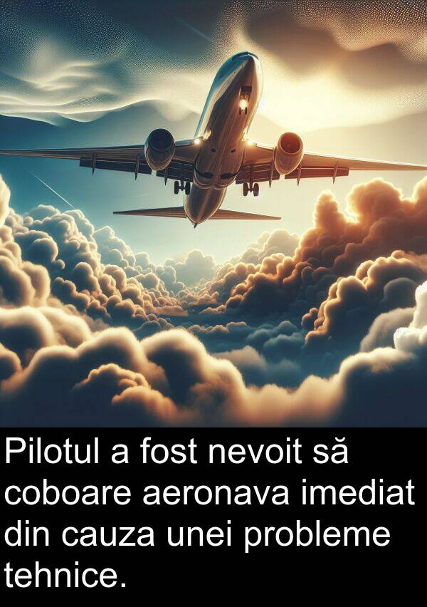 imediat: Pilotul a fost nevoit să coboare aeronava imediat din cauza unei probleme tehnice.