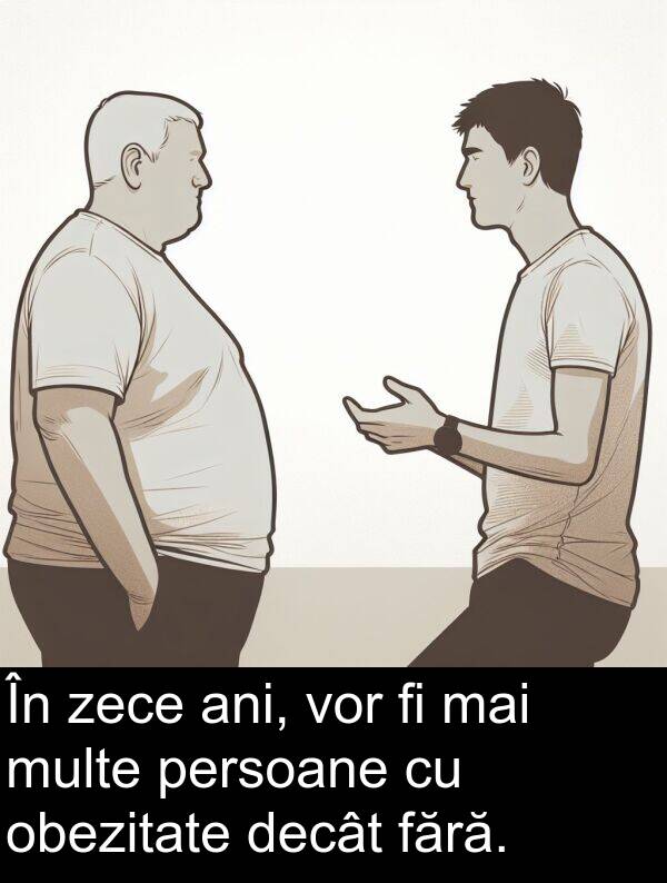 decât: În zece ani, vor fi mai multe persoane cu obezitate decât fără.